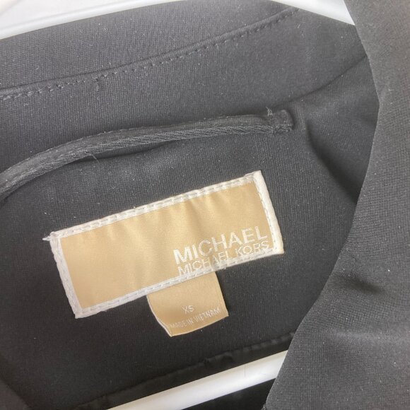 Michael Kors Womens XS Trench Coat Jacket Black Silver Clasp Buttons Pockets Des - Picture 5 of 7